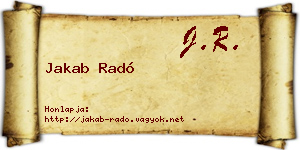 Jakab Radó névjegykártya